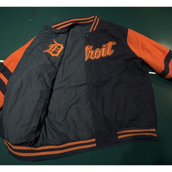 Vintage JH Design Detroit Tigers Reversible Wool Bomber‎ Jacket Men's 2XL XXL - Picture 13 of 16